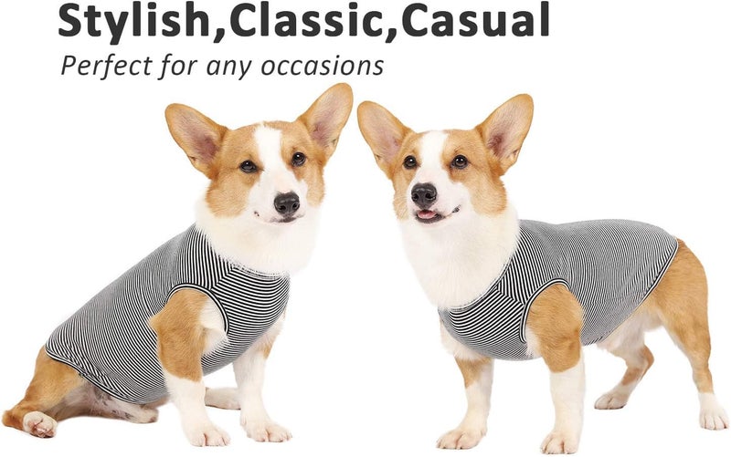 WEONE Dog Summer T-Shirts Striped Cotton Vest,Pet Breathable Soft Basic Clothes for Small Medium Larg Boy Girl Dogs,XL - Image 3